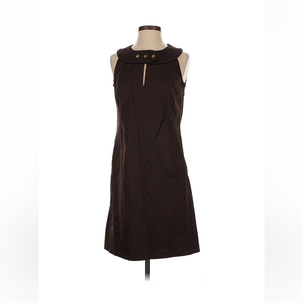 Tory Burch Dress Chocolate Brown Mini Dress with Gold Button Detail